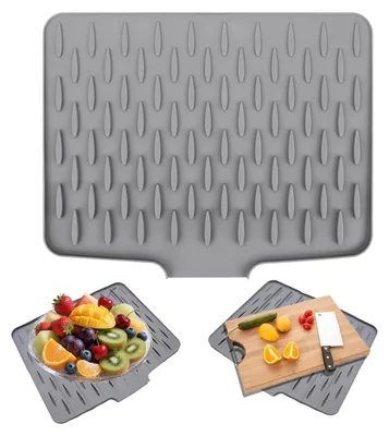 Produktbild von Abtropfmatte für Geschirr - Saugfähige Unterlage - Küchenzubehör - Grau - 40x32 cm