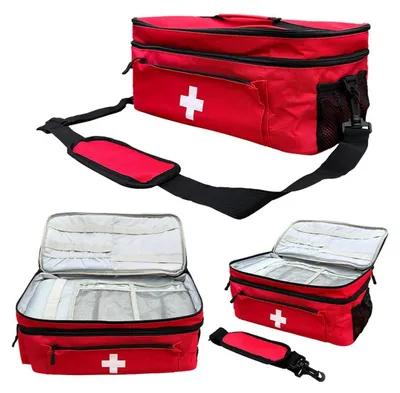 Produktbild von Erste Hilfe Tasche Leer, Notfalltasche Krankenschwester, Medikamententasche Pflege, Tragbar Arzttasche, Reiseapotheke Aufbewahrungstasche, 18x23x40cm, Oxford-Stoff