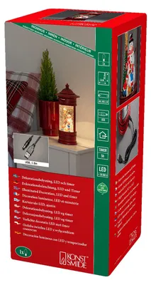 LED Schneekugel Postbox Schneemann, Timer, batteriebetrieben