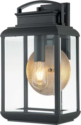 Produktbild von Wandlampe außen Glas Aluminium E27 IP44 H: 45,7 cm Graphit Zinn eckig Vintage Design Wandleuchte