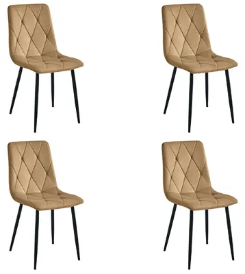 Image de Chaise - Leobert - Libra - Velours Marron/Pieds Noirs - 44 X 54,5 X 87 Cm - Lot De 4