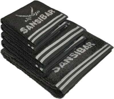 Produktbild von Sansibar Sylt Handtuch Set, Sansibar Frottier-Serie Doubleface Set Nr. 2,  (5er Set, 5-St), anthrazit/silber
