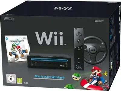Produktbild von Nintendo Wii Konsole (RVL 101) Schwarz Mario Kart Wii Pack in