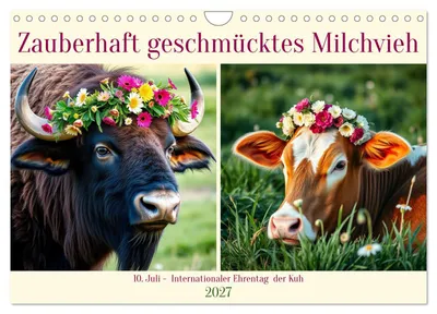 Produktbild von Zauberhaft geschmücktes Milchvieh (Wandkalender 2027 DIN A4 quer), CALVENDO Monatskalender