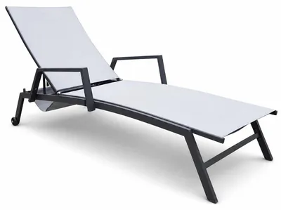 Produktbild von ALEOS. Sonnenliege Viveros m. Armlehne Rollen Buchablage 6-fach verstellbar