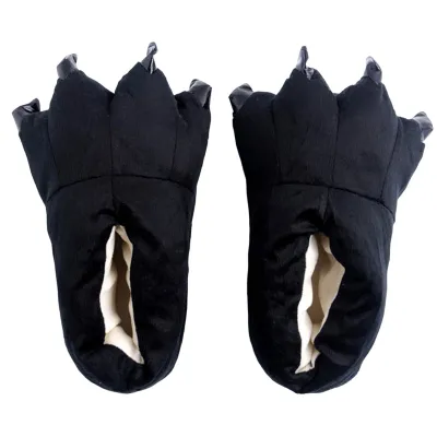 Produktbild von 1 Paar Baumwollpantoffeln Cute Cartoon Super Soft Comfortable Anti-Rutsch Warmhalten Geschenk Frauen Männer Tier Kralle Winter Plüsch Hausschuhe für das Schlafzimmer-Schwarz