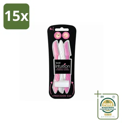 Productafbeelding van 15 x Wilkinson Intuition Perfect Finish wenkbrauwvormer - 3 mesjes - voordeelverpakking - 15 stuks