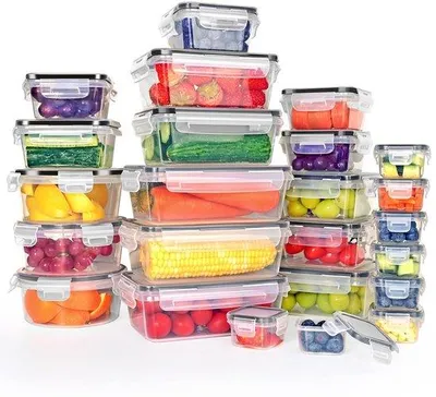 Produktbild von Plastik Behälter mit Deckeln, 48-teilige Set (24 Behälter + 24 Deckel), BPA-freie Gefrierschrankbehälter, Tiefkühlbehälter, Mahlzeitvorbereitungsbehälter