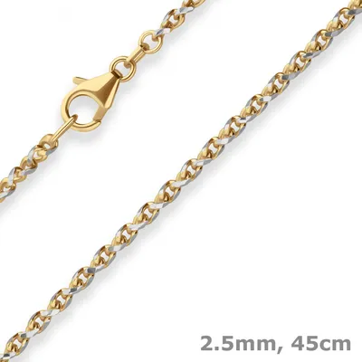 2-5mm-Fantasiekette-aus-375-Gold-gelb-weiß-45cm