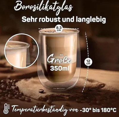 Productafbeelding van Dubbelwandige isolatieglazen - 2 stuks, elk 350 ml