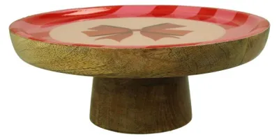 Produktbild von Kuchenständer Mango Holz, Pink - Schleife ⌀ 20 cm
