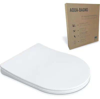 Obrázok produktu pre Aqua Bagno | WC poklop a WC sedátko s mäkkým zatváraním, WC poklop v tvare D, antibakteriálny, odnímateľný, WC sedátko z polypropylénu, mäkké zatváranie, biele | Pearl