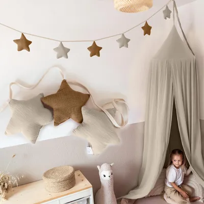 Imagen del producto de Guirnalda de estrellas Nougat & Beige claro sin aplicación dorada - Tela 3 m
