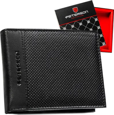 Obrázek produktu pro Peterson Pánská kožená peněženka RFID černá horizontální 12,5x10 cm