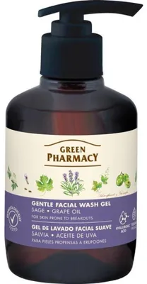 Zdjęcie produktu dla GREEN PHARMACY Delikatny żel do mycia twarzy dla skóry skłonnej do podrażnień, szałwia, 270 ml
