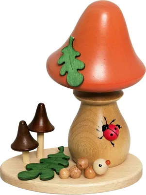 Produktbild von Drechslerei Kuhnert - Räucherfigur Pilz Sandhäubling - Größe ca. 14cm, für Räucherkerzen Größe M (Standard) - 36004