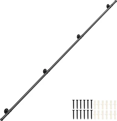 Produktbild von Jopassy Handlauf Verzinktes Stahlrohr Geländer Pulverbeschichtung Schutzbügel Treppe Innen und Außen Schwarz 300cm
