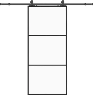 Obrázek produktu pro vidaXL Posuvné dveře s kováním černé 90x205 cm sklo ESG