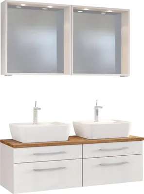 Produktbild von Held Möbel Waschtisch-Set Davos 120 cm mit Spiegelpaneel weiß/matt weiß