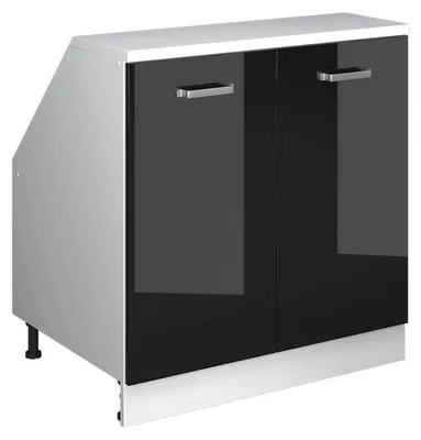 Zdjęcie produktu dla Szafa skosna Vicco Rion Czarny wysoki połysk 80 x 81.6 cm z 2 drzwiami, korpus szafy głębokość 60 cm, Model 60280