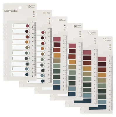 Produktbild von 6 Teiliges Set mit 1200 Seiten Sticky Tabs Haftmarker Index Tabs Morandi Sticky Marker Sticky Notes (Schwarz)