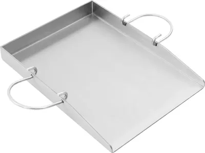 Produktbild von Grillplatte - BBQ Platte - Edelstahl - Mit Griffen - 40×30×4 cm - 4 mm Stark - Hitzebeständig bis 170°C - Für Gas- und Holzkohlegrills - Hellgrau