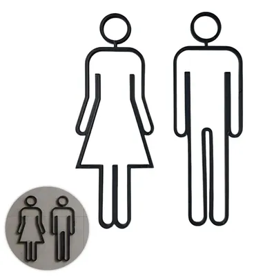 WC-Schilder Acryl, selbstklebend, schwarz, 2er-Set