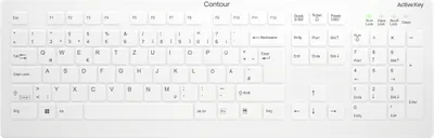 Produktbild von Contour Design Active Key Contour QuickClean Medizinische Tastatur IP68 Full-Size Kabellos Weiß DE C8112, Volle Größe (100%), Kabellos, RF Wireless, Scherenschalter, QWERTZ, Weiß