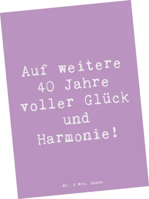 Produktbild von Mr. & Mrs. Panda Grußkarte Spruch 40. Hochzeitstag Rubinhochzeit - Lavendeltraum - Geschenk, Glück und Harmonie, Postkarten, Ansichtskarte, Hochzeitsjubiläum, Postkarte