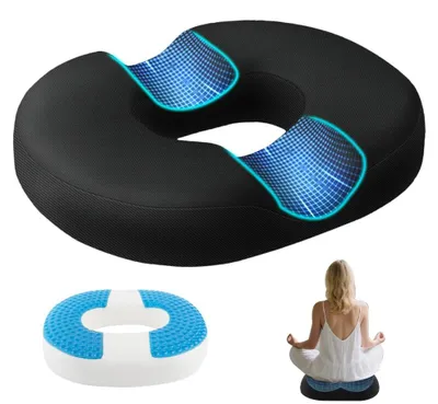 Produktbild von Stuhlkissen gegen Druckstellen, Sitzring mit entlastender Wirkung für das Steißbein, aus Memory-Schaum, orthopädisches Memory-Schaum-Sitzkissen, druckentlastendes Kissen, wirksam bei Hämorrhoiden, für Zuhause und Büro