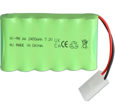 Immagine prodotto di 7.batteria NiMH da 2V 2400mAh con spina Tamiya KET 2P e cavo di ricarica USB - pacco batteria AA a 6 celle per auto RC, camion, escavatori, carri armati e giocattoli