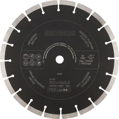 Zdjęcie produktu dla Tarcze diamentowe RHODIUS do betonu LD40 300 x 12,0 x 2,8 x 20,00 mm 1 szt