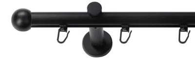 Produktbild von SN Deco Gardinenstange Innenlauf Straßburg, 19 mm, 1-läufig, Stahl, Komplett-Set mit Ringen, Profilträger, 150 cm, schwarz