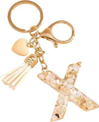 Immagine prodotto di Portachiavi Abeceda Lettera X - Elegante Ciondolo Bianco e Oro KP37820