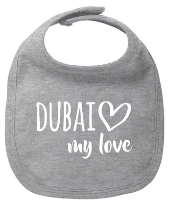 Produktbild von Huuraa Baby Lätzchen Dubai my love Heather Grey Klettverschluss  Baumwolle Latz Geschenkidee