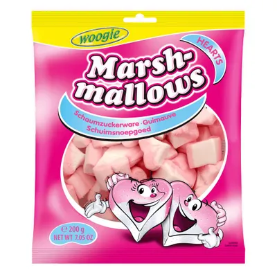 Productafbeelding van Marshmallows, hartjesvorm, 200g