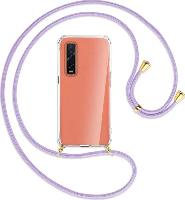 Produktbild von Handykette Backcover-Schutzhülle mit Band (Metall goldfarben) für Oppo Find X2 Pro - violett