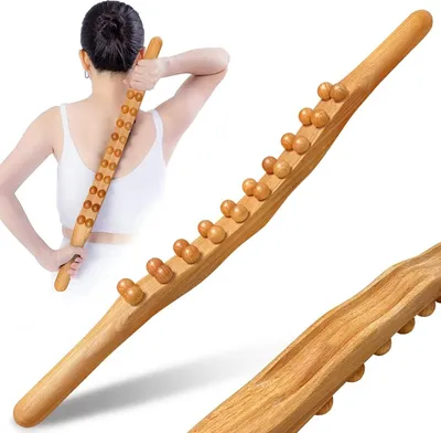 Produktbild von BundiGlassware Premium Faszienrolle aus Buche für Muskelentspannung, Körperformung, Gua Sha Massage, Anti Cellulite – tragbar & langlebig