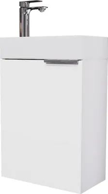 Produktbild von Planetmöbel Waschbeckenunterschrank inkl. Keramikwaschbecken 40cm mit Armatur chrom Gäste WC Weiß