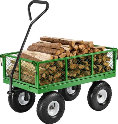 Image de Chariot de jardin en acier Capacité de 680 lb Chariot de jardin robuste Pneus de 10 pouces