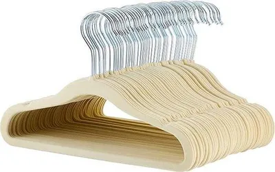 Immagine prodotto di Appendiabiti in velluto antiscivolo per neonati e bambini 295 cm 50 pezzi beige