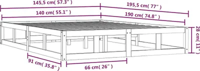 Produktbild von vidaXL Massivholzbett Schwarz 140x190 cm
