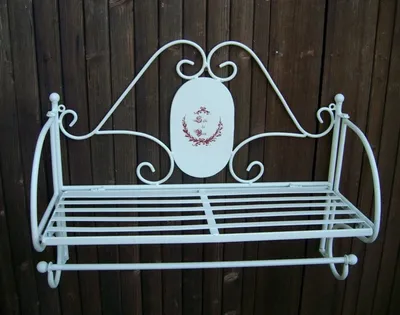 Produktbild von Badregal  mit Handtuchhalter Handtuchstange Eisen weiss Landhaus