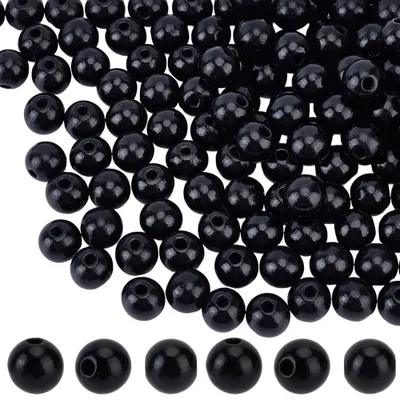 Image de 150 perles en bois noir, diamètre 16 mm
