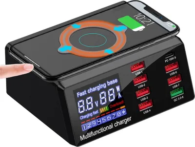 Produktbild von Tragbare 100w Usb Ladegeräte mit LED-Anzeige Pd Fast Ladeadapter Wireless Multifunktions-Power Station Us Stecker