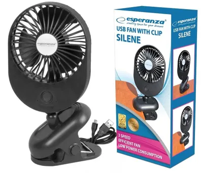 Zdjęcie produktu dla Esperanza EHF103K, Wentylator domowy z łopatkami, Czarny, Stół, 52 dB, 9 mm, USB