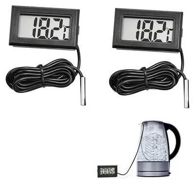 Produktbild von 2 Stück LCD-Aquariumthermometer, Digitales LCD-Aquariumthermometer, Temperaturmonitor, Digitales Digitalthermometer mit wasserdichter Sonde, 1 m Kabel, -50 °C 110 °C, für Aquarium, Terrarium