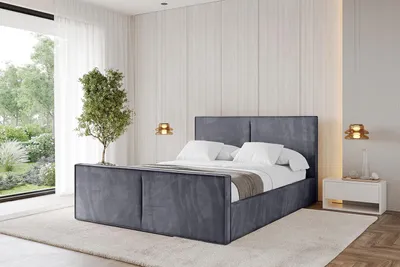 Produktbild von ALTDECOR Polsterbett mit Bettkasten - VANTO-Z 160x200 Dunkelgrau- Bett mit Kopfteil und Fußteil, Boxbett ohne Matratze, Doppelbett mit Stauraum