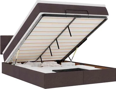 Immagine prodotto di vidaXL Letto ottomano con materasso e LED marrone scuro 140x190 cm