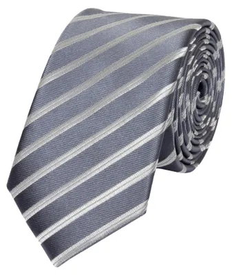 Produktbild von Fabio Farini - 1 Stück Herren Krawatten Grau - klassische Männer Schlipse in 6cm Breite Schmal (6cm), Silber Dunkelgrau - Quicksilver/Autumn Fog